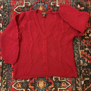 Eddie Bauer Women's V-Neck Sweater - Deep Red